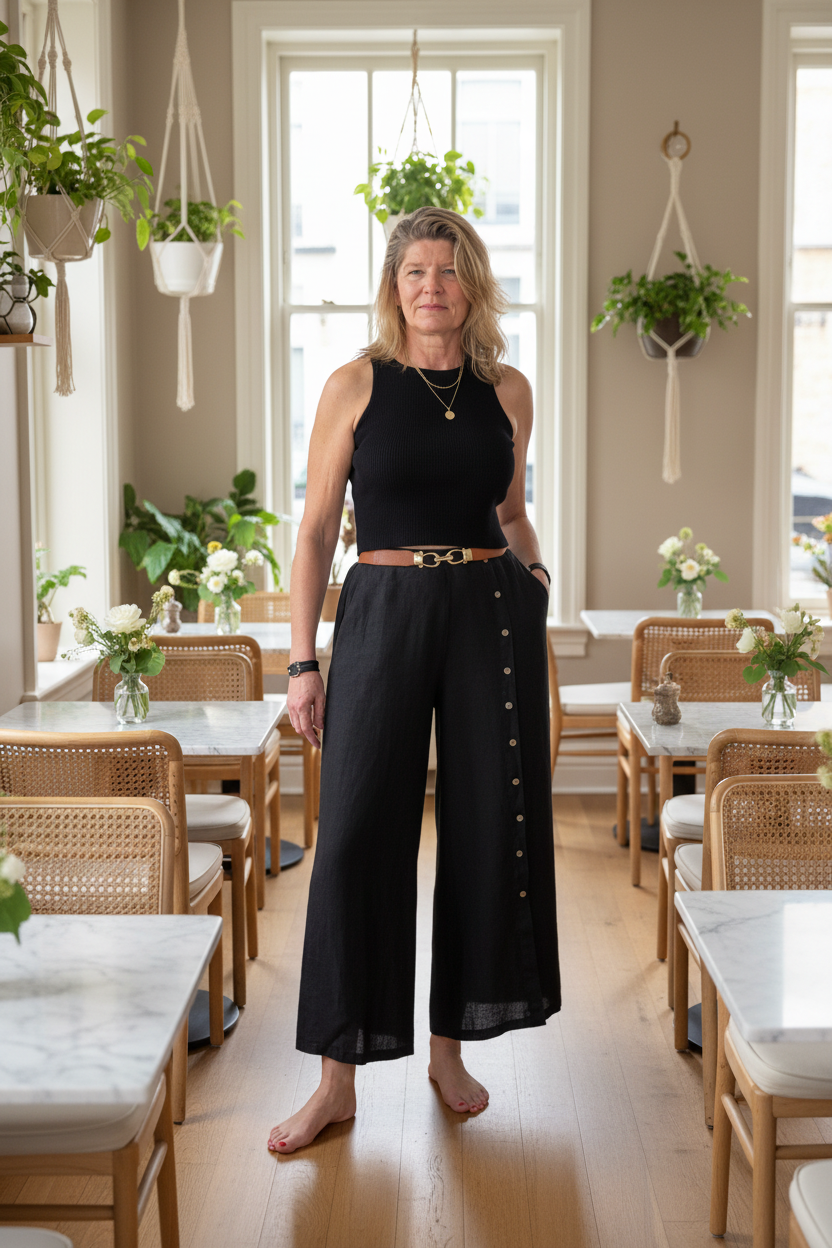 Clair Linen Pants in Onyx