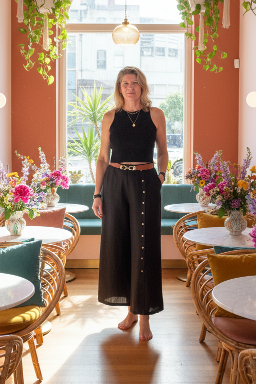 Clair Linen Pants in Onyx
