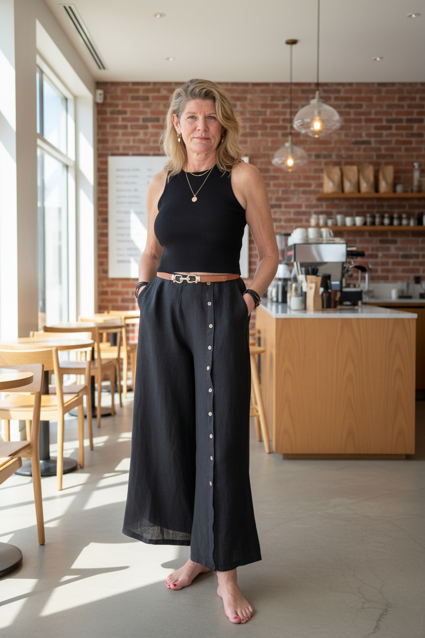 Clair Linen Pants in Onyx