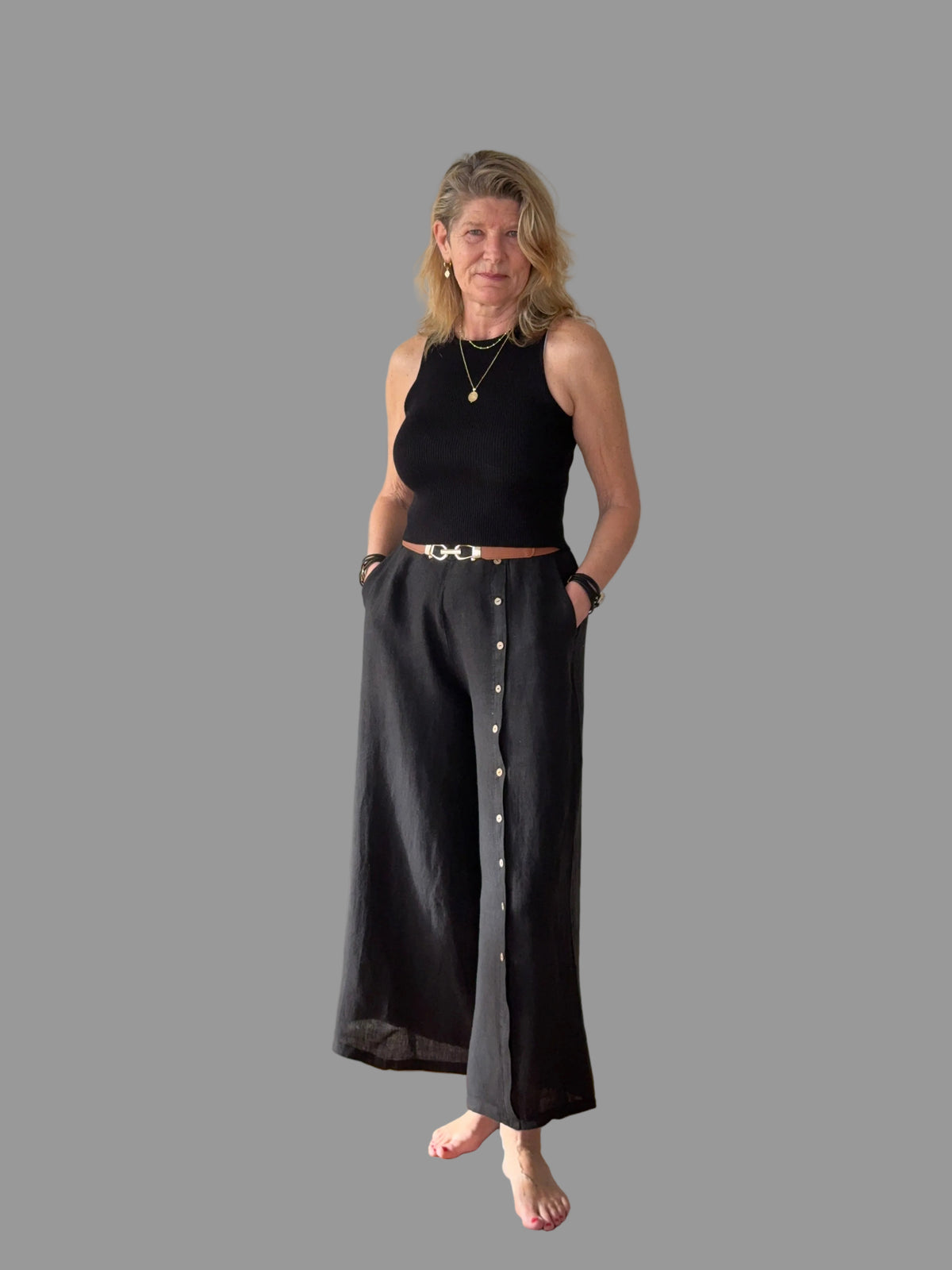 Clair Linen Pants in Onyx