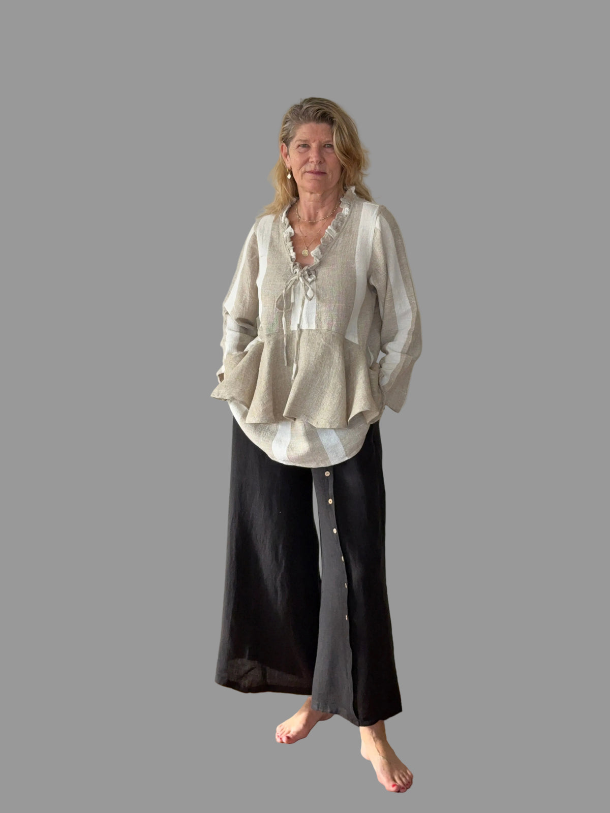 Clair Linen Pants in Onyx