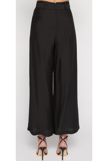 Paperbag Pleated Pants with D Ring Buckle - Black - Cheeky Goddess