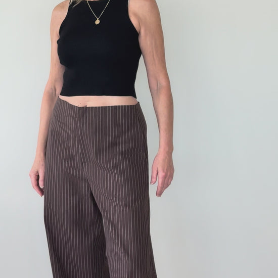 Brown linen barrel pants for women relaxed fit - Vida size 14 - Cheeky Goddess Australia - video