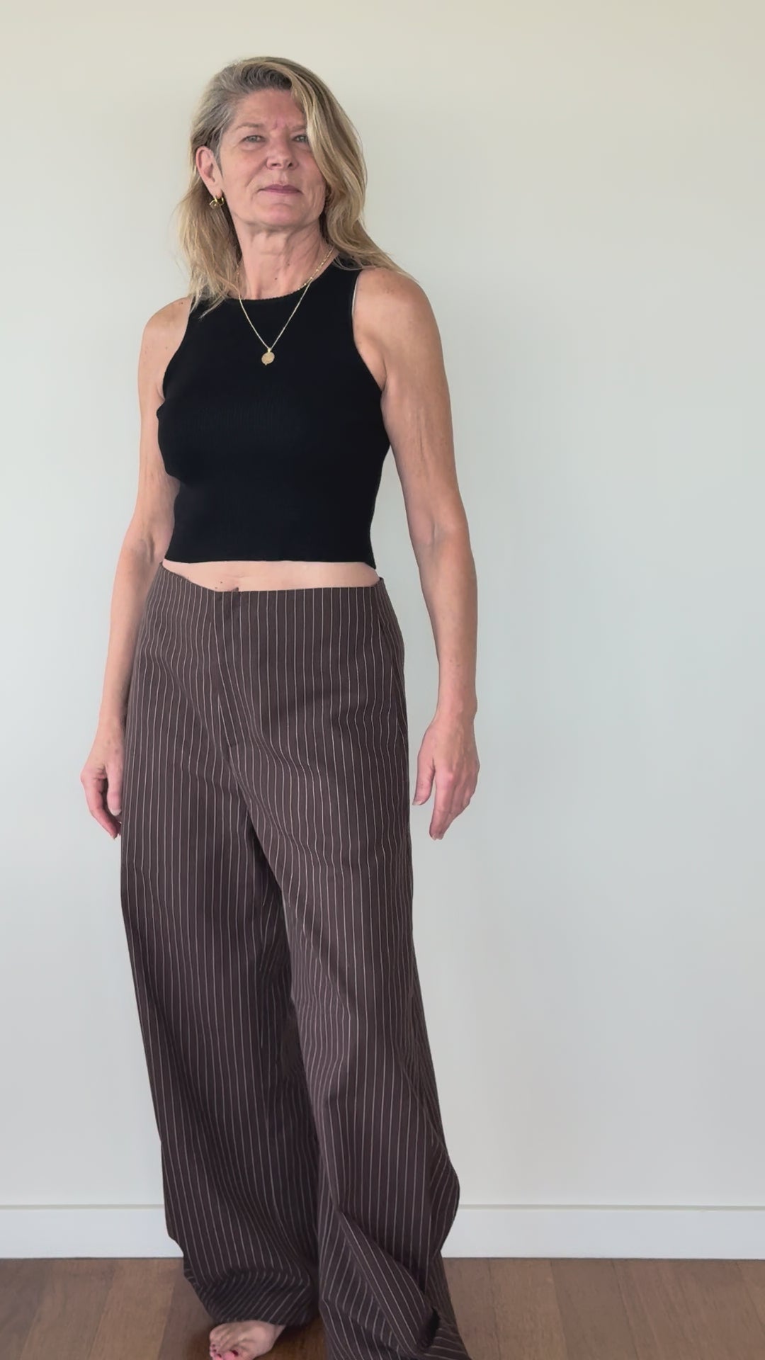 Brown linen barrel pants for women relaxed fit - Vida size 14 - Cheeky Goddess Australia - video