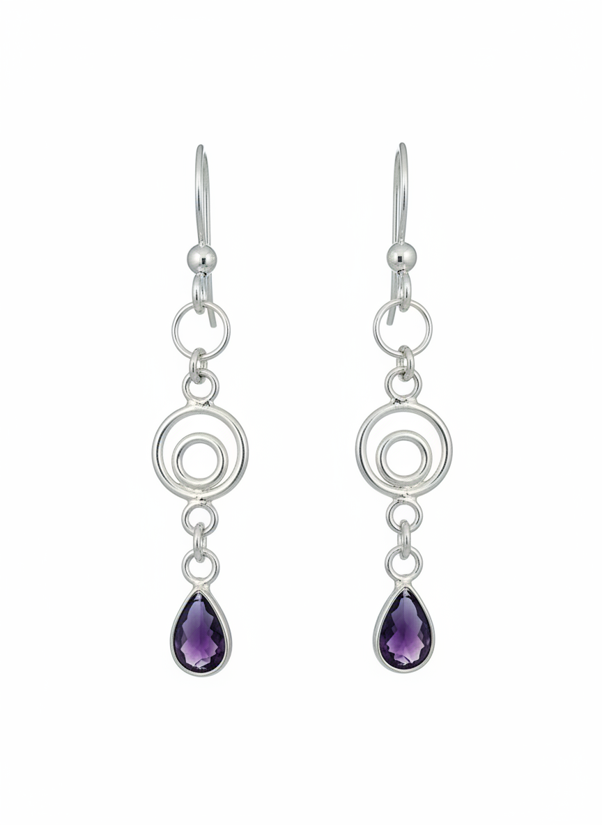 Amethyst Earrings - Sterling Silver